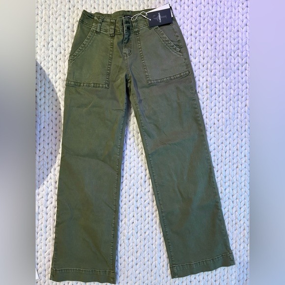 Wide Leg Pants Mid Waist Flare Jeans - green cargo pants - Picture 2 of 2